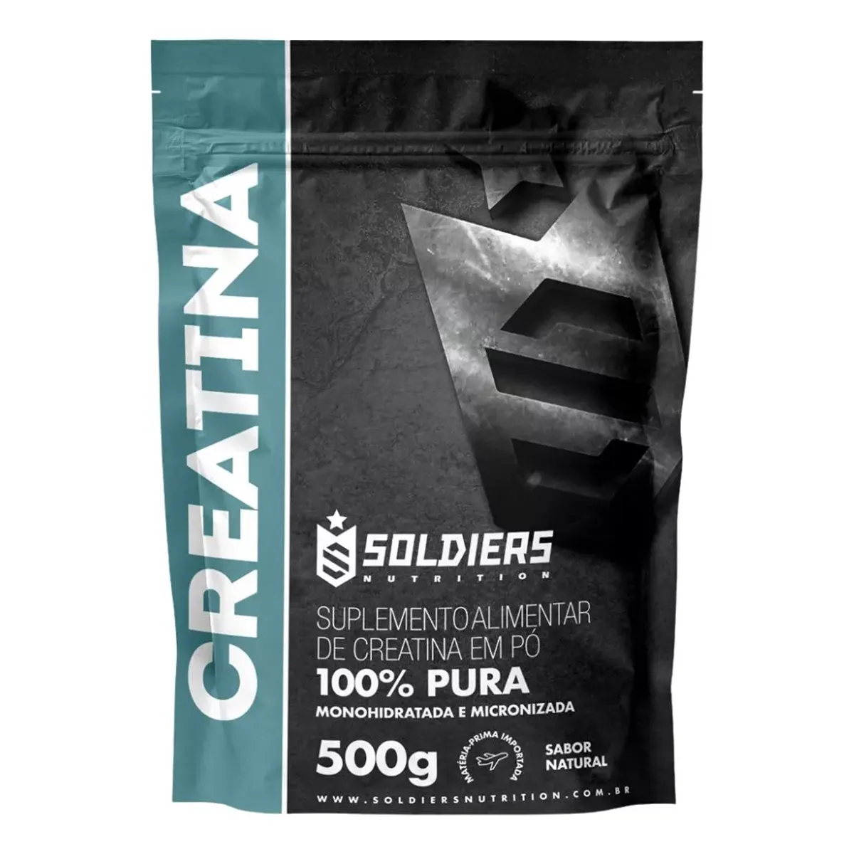 Embalagem da Creatina Soldiers Nutrition 500g – creatina pura em promoção no Mercado Livre
