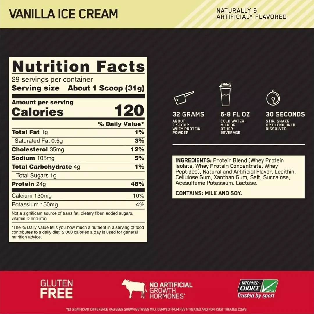 Whey Protein Gold Standard sabor banana e morango
