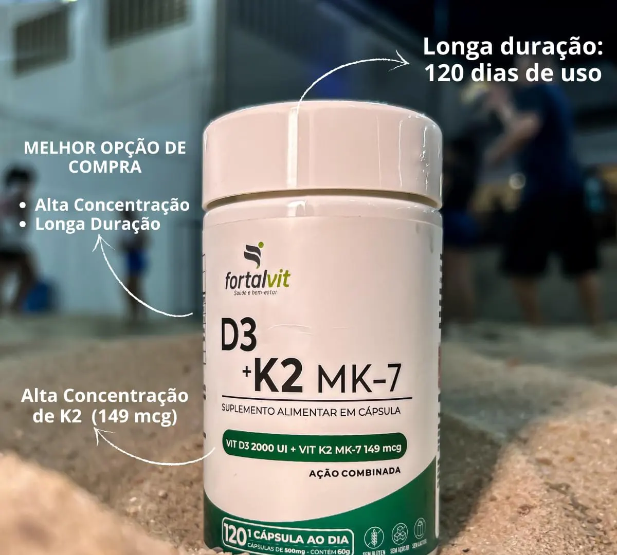 Suplemento D3 + K2 para saúde óssea e arterial
