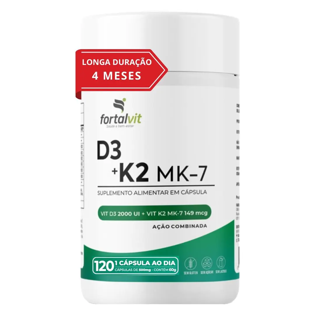 Cápsulas de Vitamina D3 K2 com alta absorção